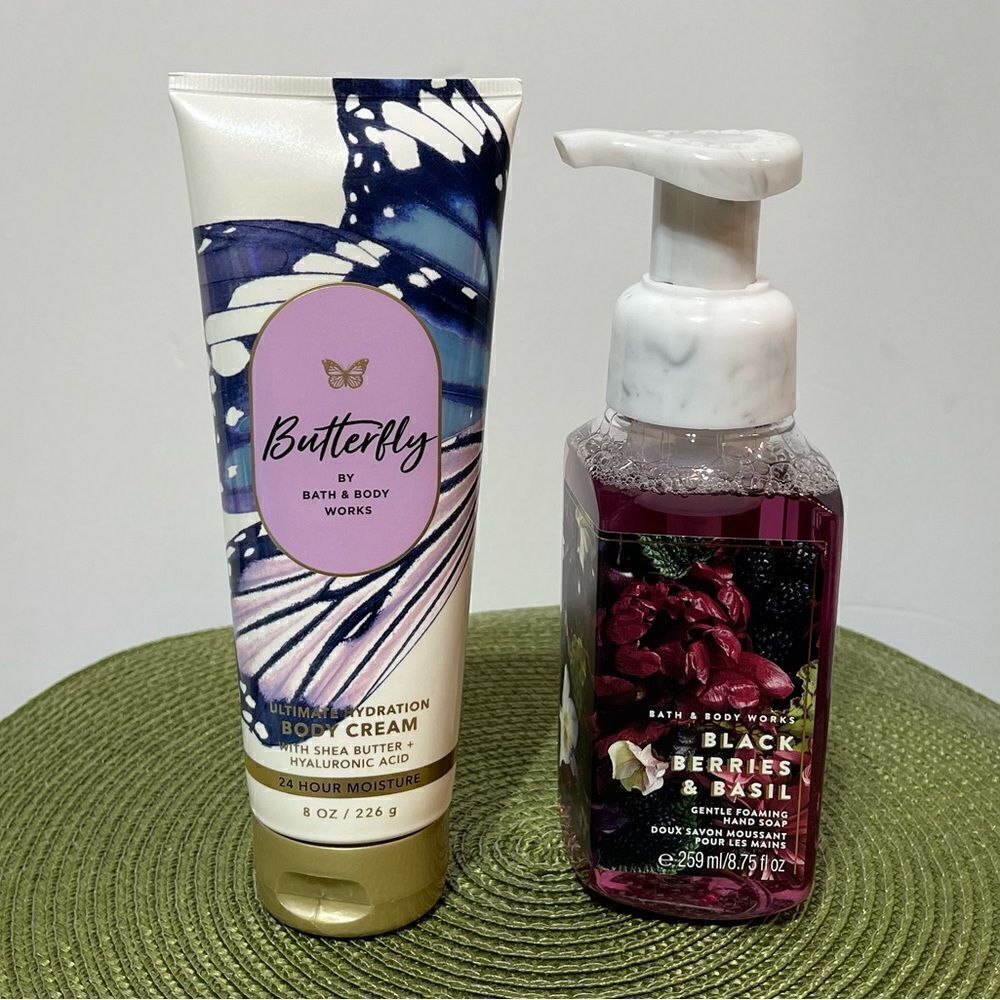 BBW Butterfly & Black Berries & Basil set of 2 NWT